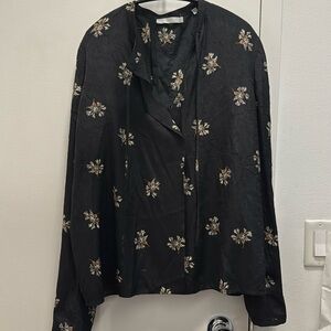 Vince silk blouse with ties at neck and back slit detail